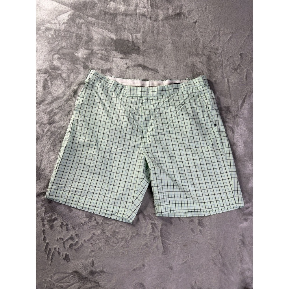 Rlx Ralph Lauren Golf Shorts Mens 40 Green Blue Check Plaid Flat Front Chino